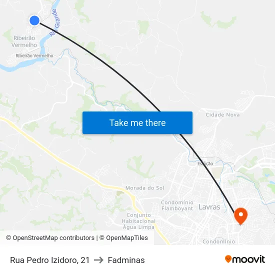 Rua Pedro Izidoro, 21 to Fadminas map