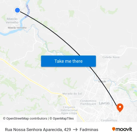 Rua Nossa Senhora Aparecida, 429 to Fadminas map