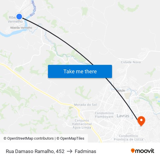 Rua Damaso Ramalho, 452 to Fadminas map