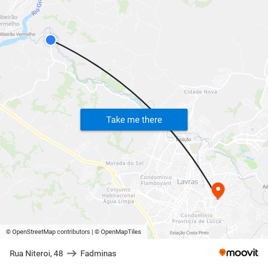 Rua Niteroi, 48 to Fadminas map