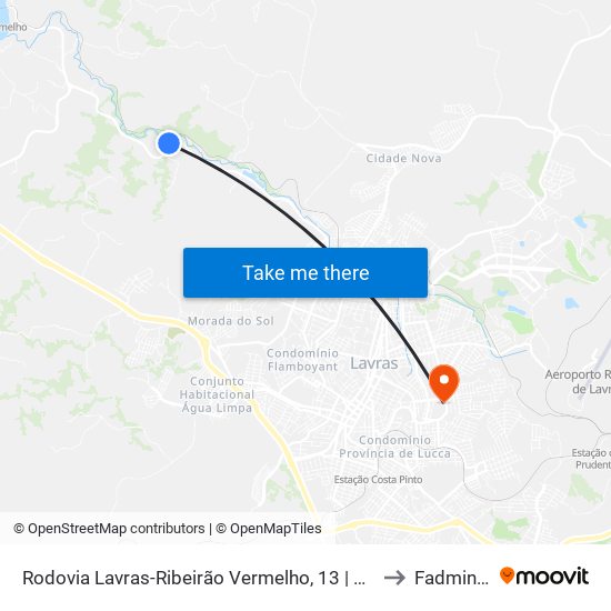 Rodovia Lavras-Ribeirão Vermelho, 13 | Nutrili to Fadminas map