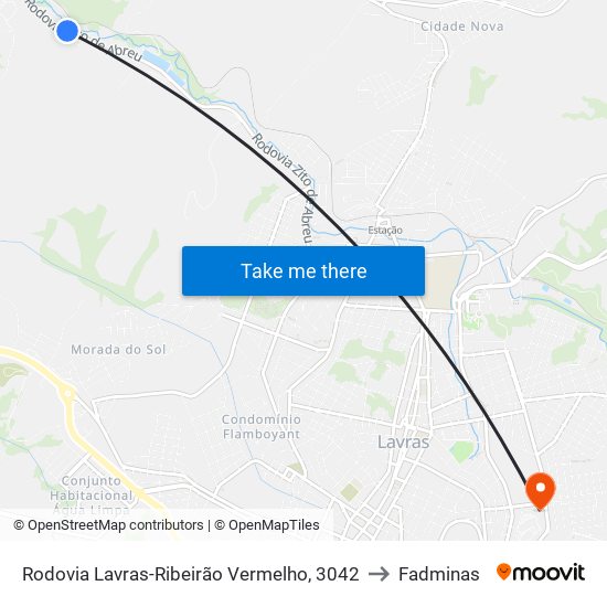 Rodovia Lavras-Ribeirão Vermelho, 3042 to Fadminas map
