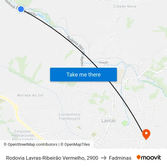 Rodovia Lavras-Ribeirão Vermelho, 2900 to Fadminas map