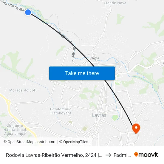 Rodovia Lavras-Ribeirão Vermelho, 2424 | Ete Lavras to Fadminas map