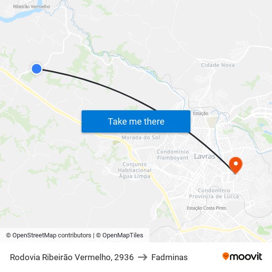 Rodovia Ribeirão Vermelho, 2936 to Fadminas map