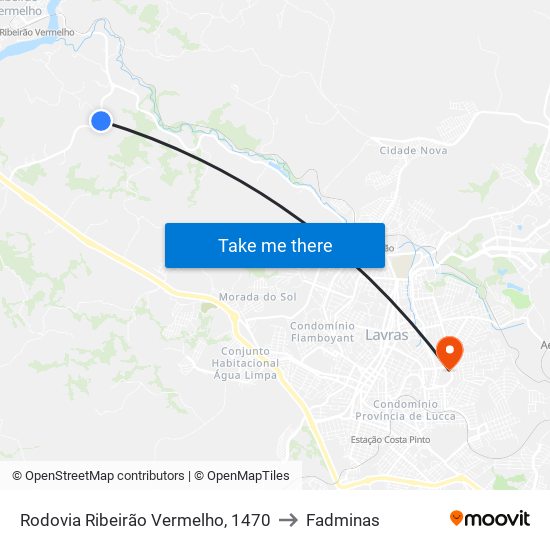 Rodovia Ribeirão Vermelho, 1470 to Fadminas map