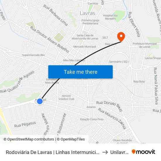 Rodoviária De Lavras | Linhas Intermunicipais to Unilavras map