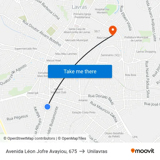Avenida Léon Jofre Avayiou, 675 to Unilavras map