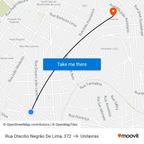 Rua Otacílio Negrão De Lima, 372 to Unilavras map