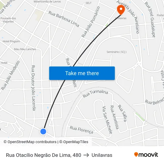 Rua Otacílio Negrão De Lima, 480 to Unilavras map