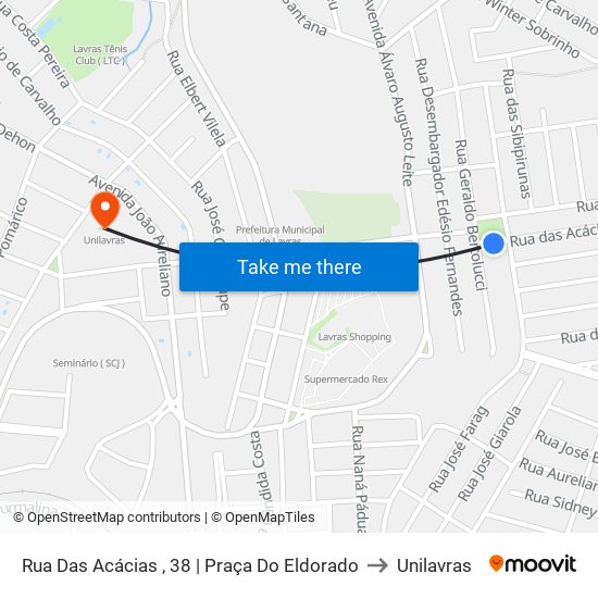 Rua Das Acácias , 38 | Praça Do Eldorado to Unilavras map