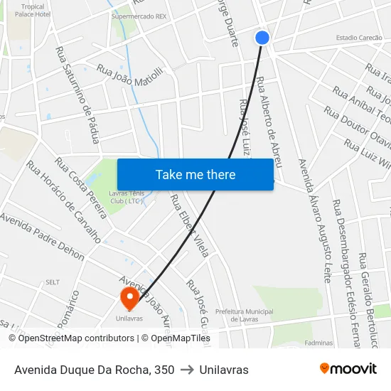 Avenida Duque Da Rocha, 350 to Unilavras map