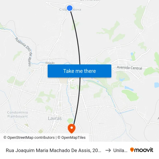 Rua Joaquim Maria Machado De Assis, 202 | Padaria Vovó Lia to Unilavras map