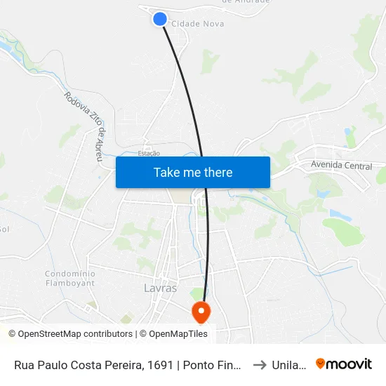 Rua Paulo Costa Pereira, 1691 | Ponto Final Vila Mariana to Unilavras map