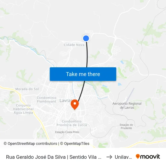 Rua Geraldo José Da Silva | Sentido Vila Mariana to Unilavras map