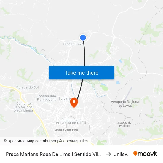 Praça Mariana Rosa De Lima | Sentido Vila Mariana to Unilavras map