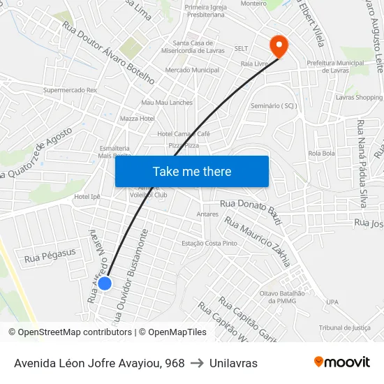 Avenida Léon Jofre Avayiou, 968 to Unilavras map