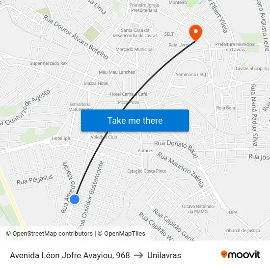 Avenida Léon Jofre Avayiou, 968 to Unilavras map