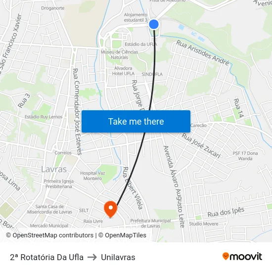 2ª Rotatória Da Ufla to Unilavras map
