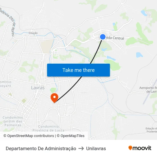 Departamento De Administração to Unilavras map