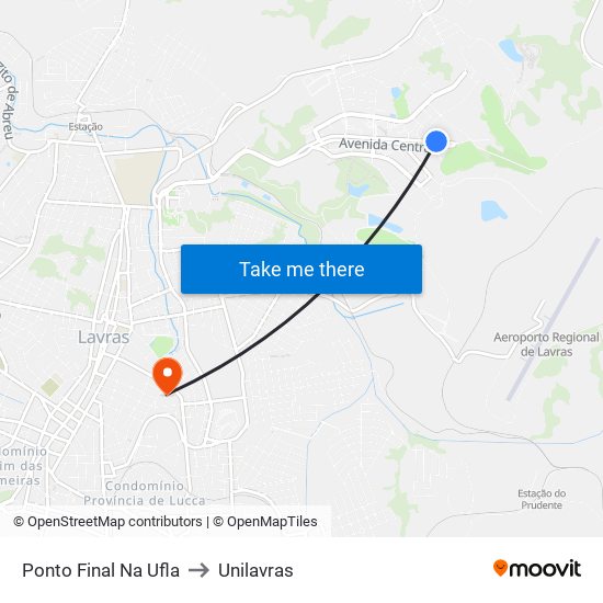 Ponto Final Na Ufla to Unilavras map