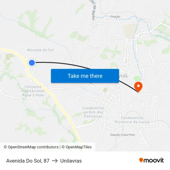 Avenida Do Sol, 87 to Unilavras map