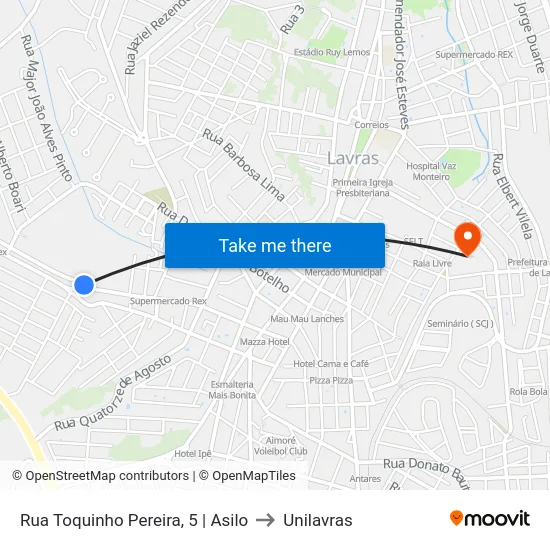 Rua Toquinho Pereira, 5 | Asilo to Unilavras map