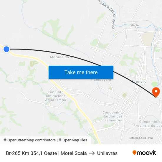 Br-265 Km 354,1 Oeste | Motel Scala to Unilavras map