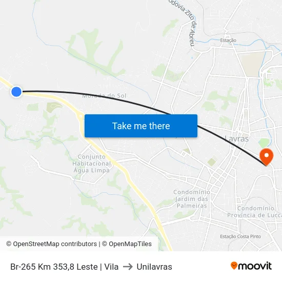 Br-265 Km 353,8 Leste | Vila to Unilavras map