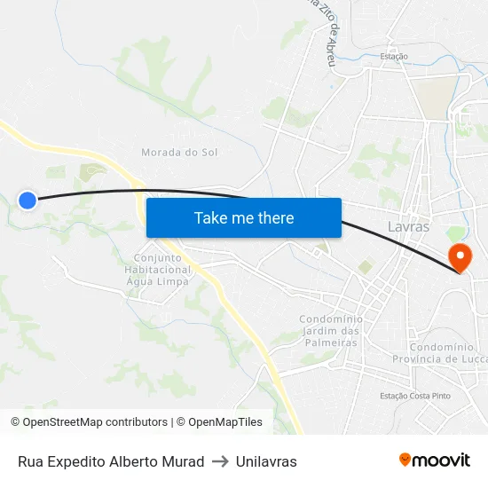 Rua Expedito Alberto Murad to Unilavras map