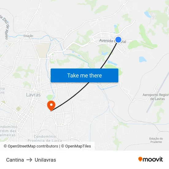 Cantina to Unilavras map