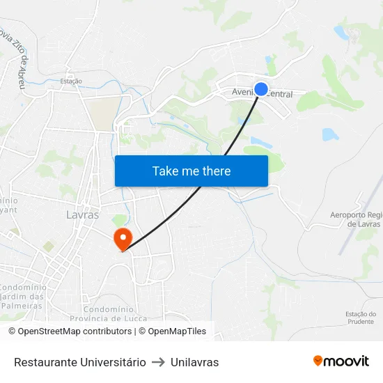 Restaurante Universitário to Unilavras map