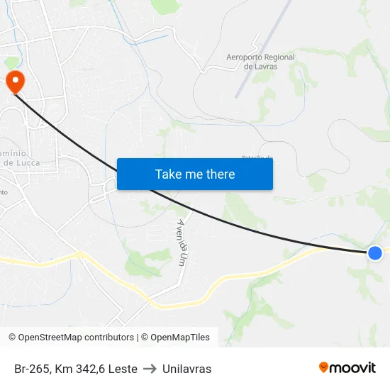 Br-265, Km 342,6 Leste to Unilavras map