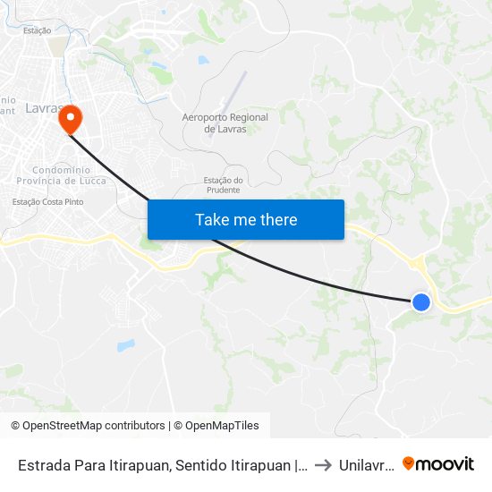 Estrada Para Itirapuan, Sentido Itirapuan | Lixão to Unilavras map