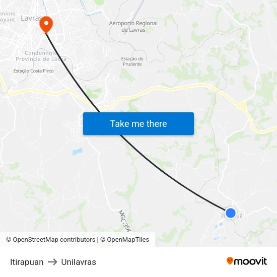Itirapuan to Unilavras map