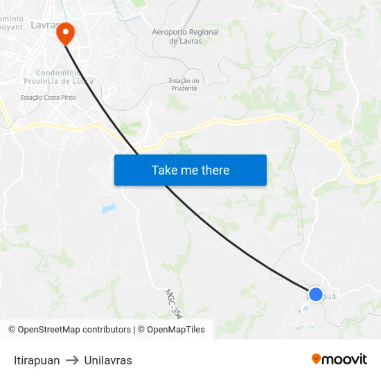 Itirapuan to Unilavras map
