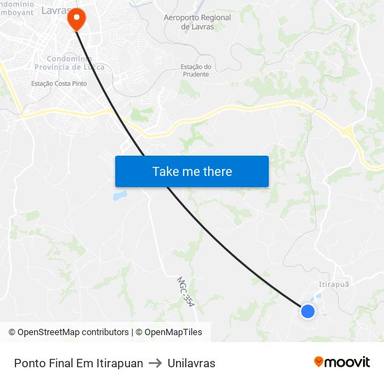 Ponto Final Em Itirapuan to Unilavras map