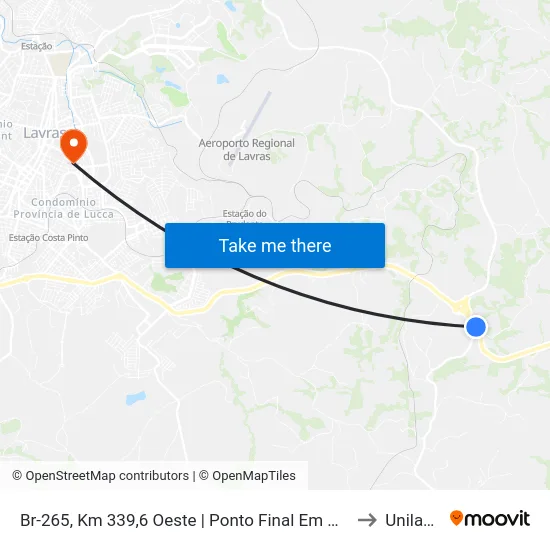 Br-265, Km 339,6 Oeste | Ponto Final Em Metal Lavras to Unilavras map