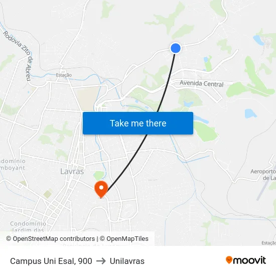 Campus Uni Esal, 900 to Unilavras map