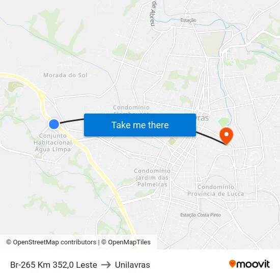 Br-265 Km 352,0 Leste to Unilavras map