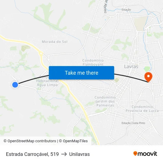 Estrada Carroçável, 519 to Unilavras map