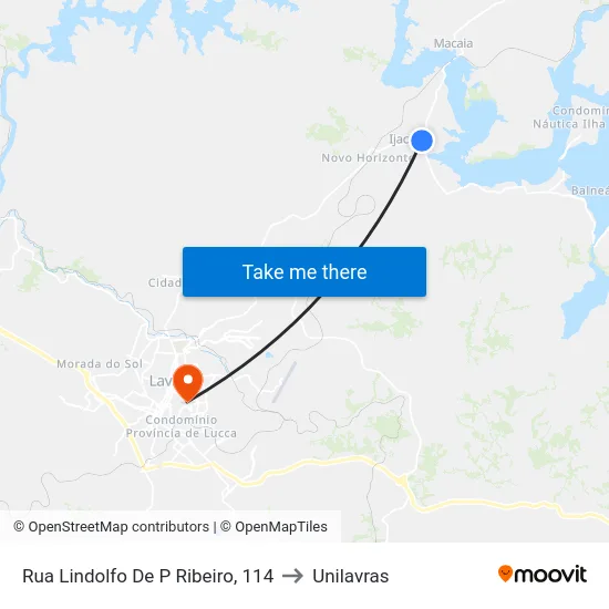 Rua Lindolfo De P Ribeiro, 114 to Unilavras map