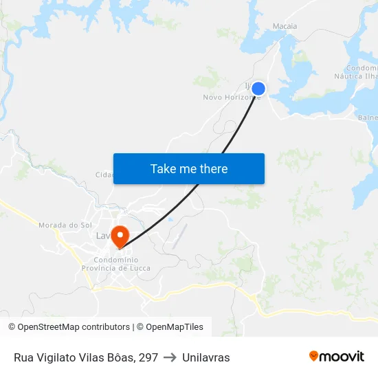 Rua Vigilato Vilas Bôas, 297 to Unilavras map