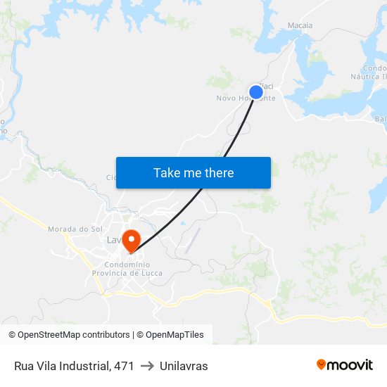 Rua Vila Industrial, 471 to Unilavras map