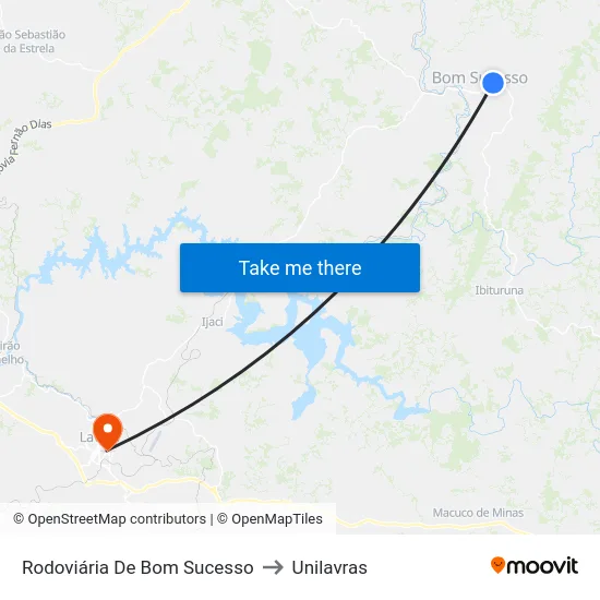 Rodoviária De Bom Sucesso to Unilavras map