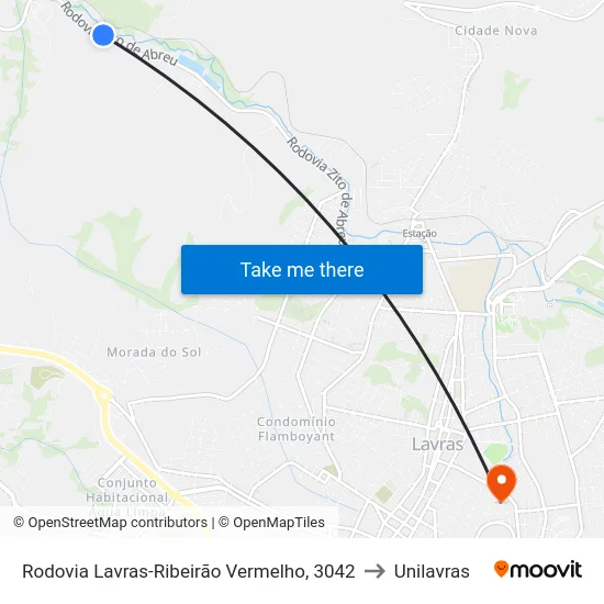 Rodovia Lavras-Ribeirão Vermelho, 3042 to Unilavras map