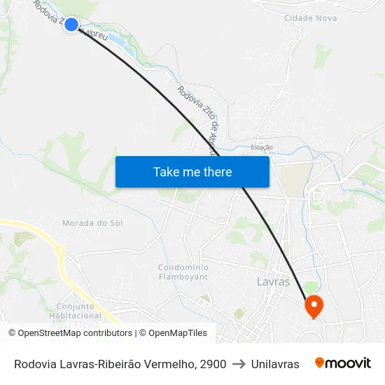 Rodovia Lavras-Ribeirão Vermelho, 2900 to Unilavras map