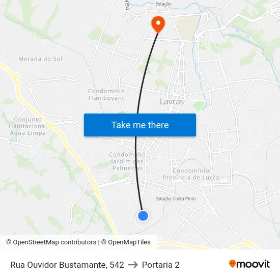 Rua Ouvidor Bustamante, 542 to Portaria 2 map