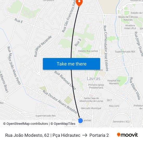 Rua João Modesto, 62 | Pça Hidrautec to Portaria 2 map