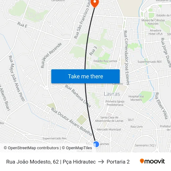 Rua João Modesto, 62 | Pça Hidrautec to Portaria 2 map
